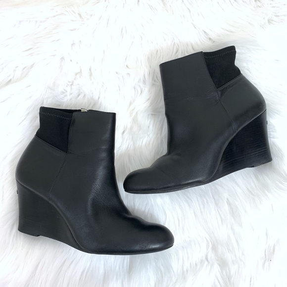 MICHAEL Michael Kors Shoes - MICHAEL Michael Kors Black Leather Wedge Booties